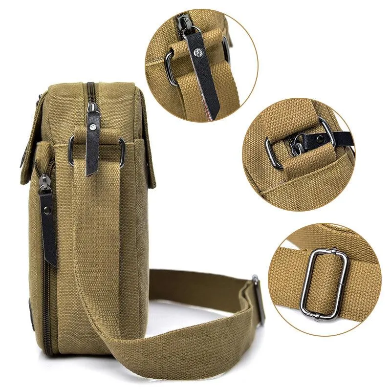 Lightweight Cotton Canvas Messenger Bag for Men