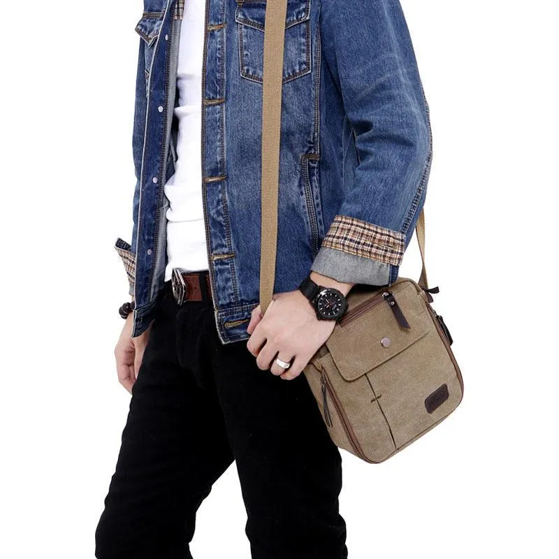 Lightweight Cotton Canvas Messenger Bag for Men