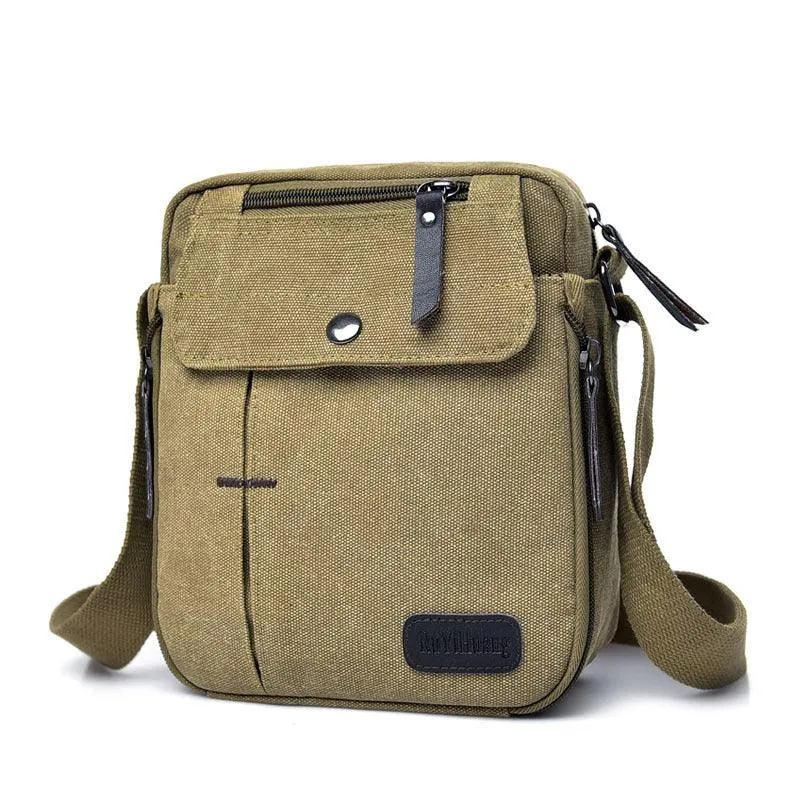 Lightweight Cotton Canvas Messenger Bag for Men