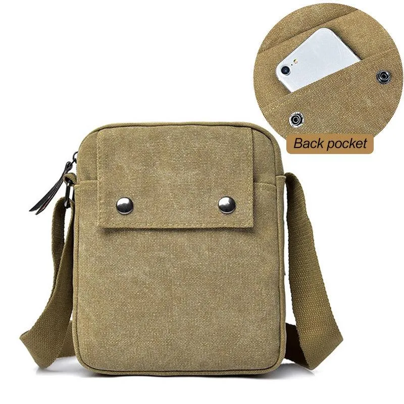 Lightweight Cotton Canvas Messenger Bag for Men