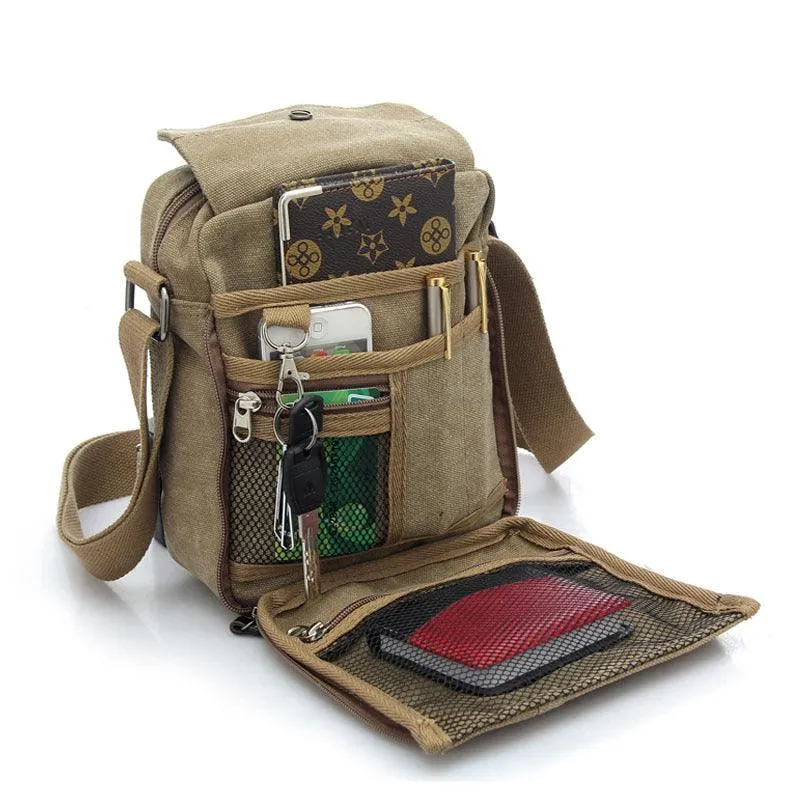 Lightweight Cotton Canvas Messenger Bag for Men