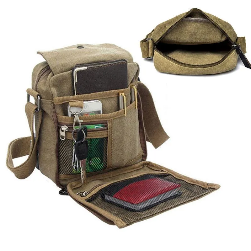Lightweight Cotton Canvas Messenger Bag for Men