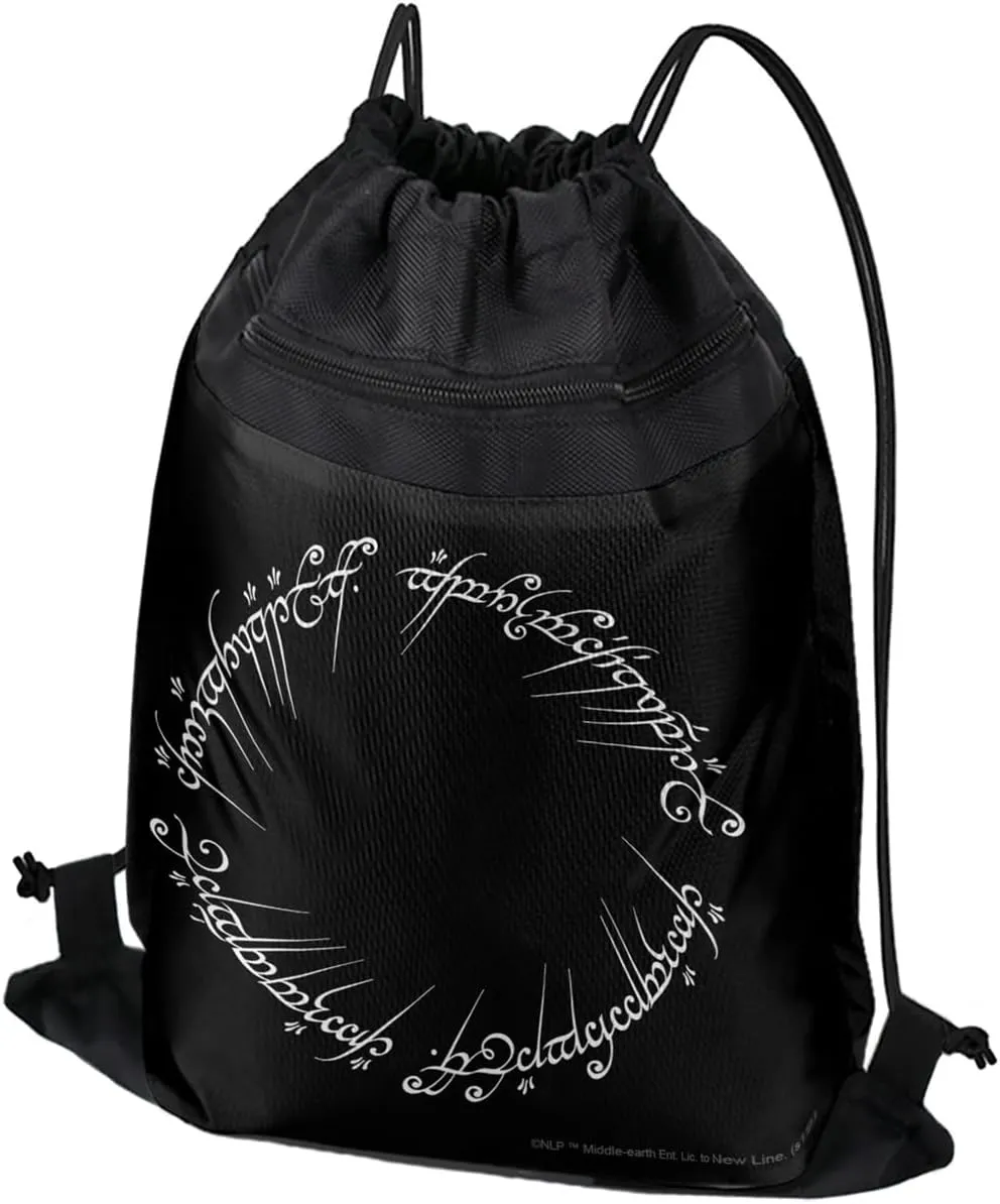 LOGOVISION Lord of The Rings Mordor Script Drawstring Backpack Sports Bag Sackpack 17" x 13", Perfect for Gym, Yoga or Practice