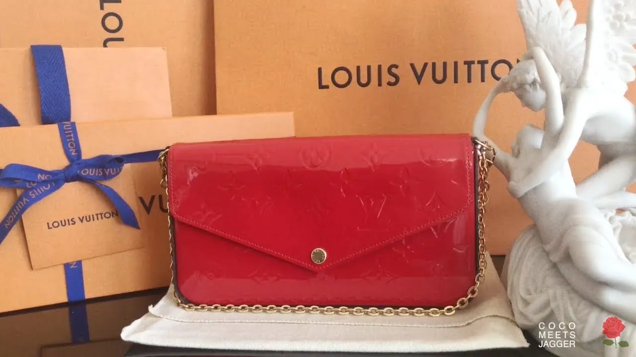 LV Pochette Felicie Bag Monogram Leather Cerise