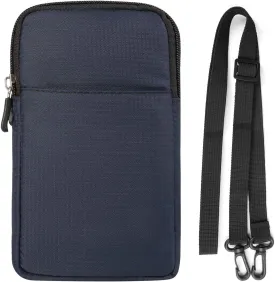 Mens Nylon Cell Phone Holster Belt Clip Pouch Purse Waist Bag Compatible for Apple iPhone 16 Pro Max Samsung Galaxy S24 Ultra S24  A55 A54 A35 A25 A15 Google Pixel 9 Pro OnePlus 12 Open (Blue)