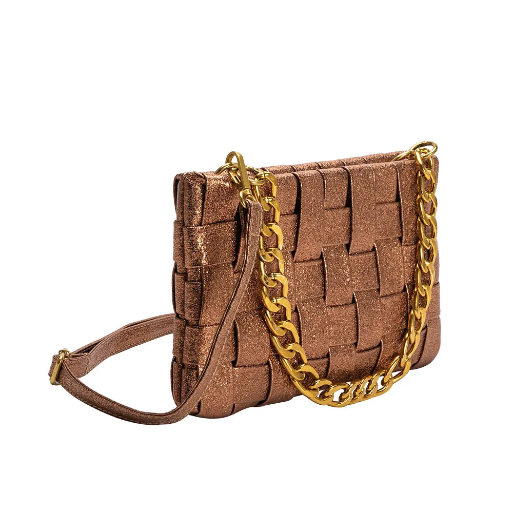 Mimie Bronze Woven Crossbody Bag - FINAL SALE