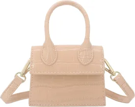 Mini Crossbody Bag for Women Girls Synthetic Leather Flap Purse Styling Top-Handle Clutch Handbag