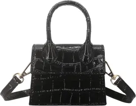 Mini Crossbody Bag for Women Girls Synthetic Leather Flap Purse Styling Top-Handle Clutch Handbag