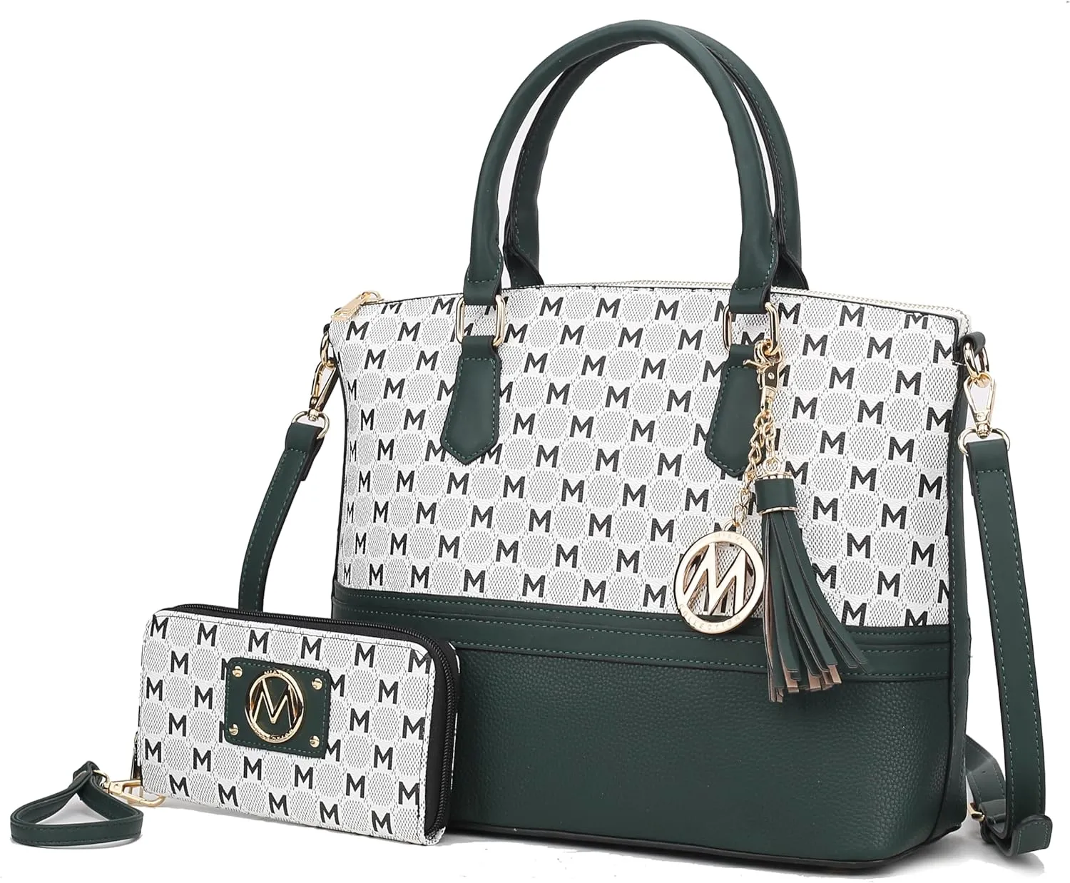 MKF Collection Tote Bag for Women & Wristlet Wallet Purse Set, Crocodile-Embossed Vegan Leather Top-Handle Handbag by Mia k
