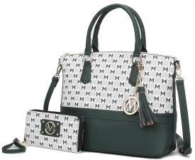 MKF Collection Tote Bag for Women & Wristlet Wallet Purse Set, Crocodile-Embossed Vegan Leather Top-Handle Handbag by Mia k