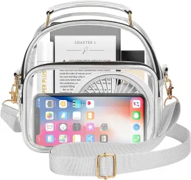MoKo Clear Bag Stadium Approved for Women, Large Capicity Crossbody Bag with 2 Pockets and Zipper