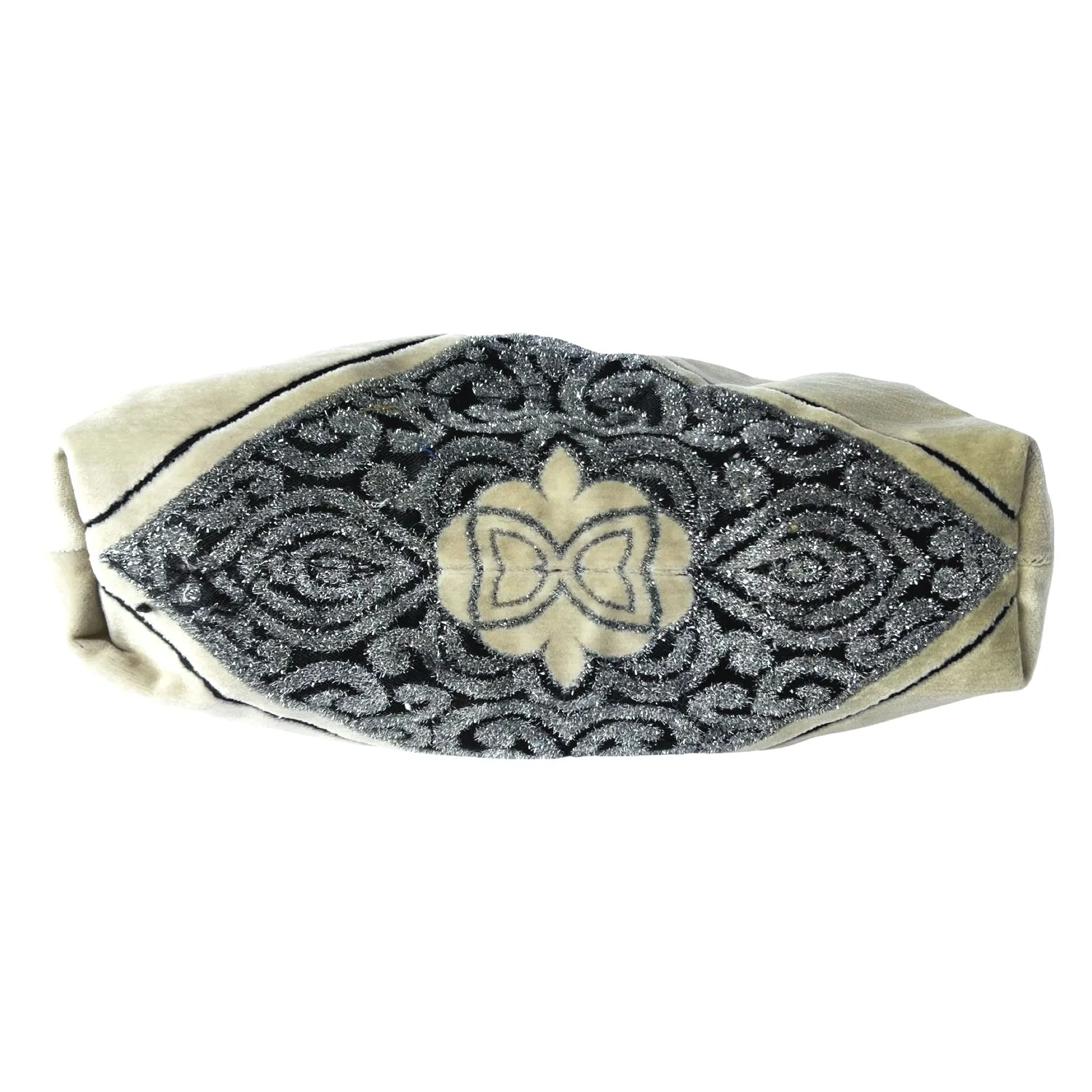 Pillow Clutch in Black & Beige Velvet