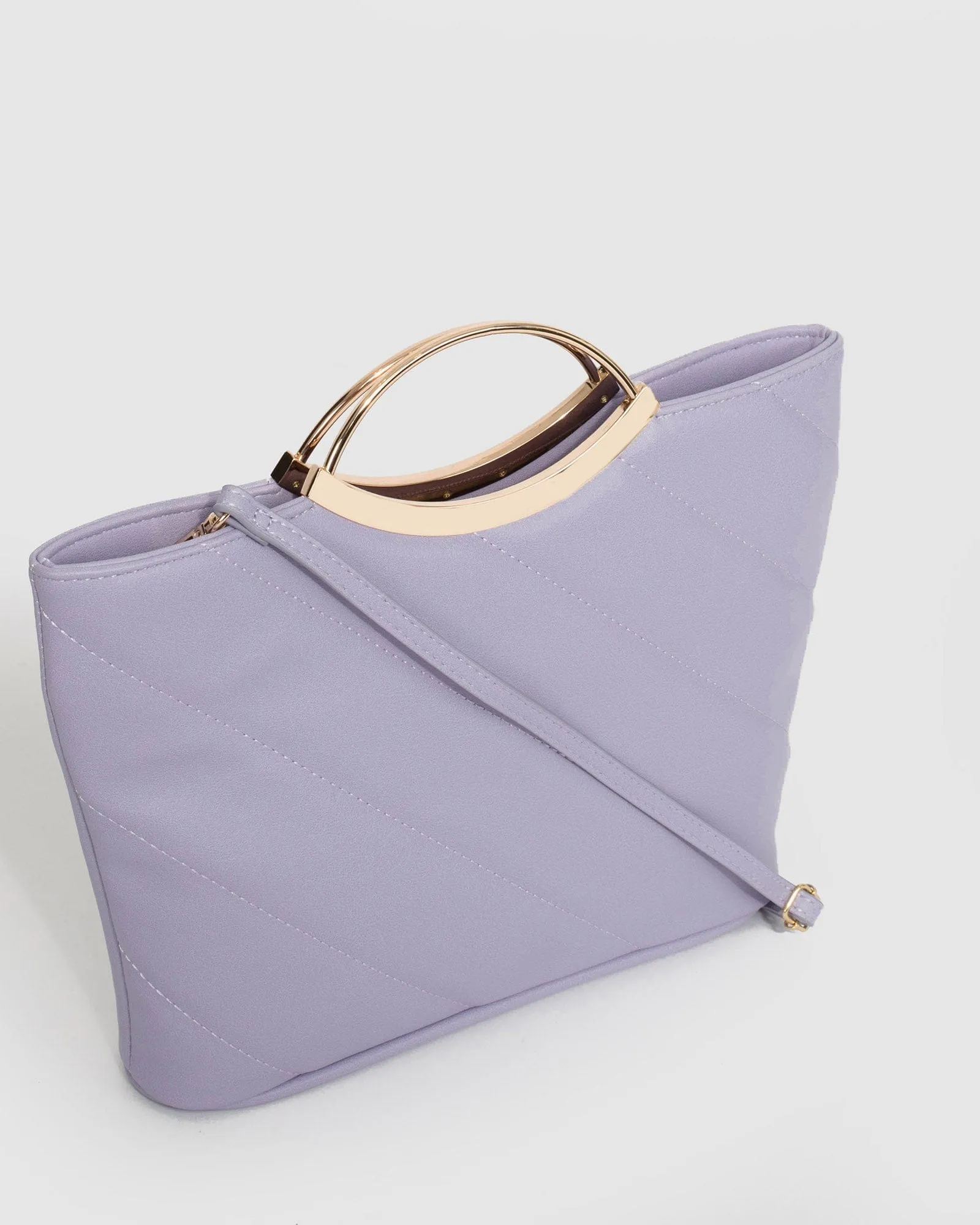 Purple Jessie Diag Quilt Clutch Bag