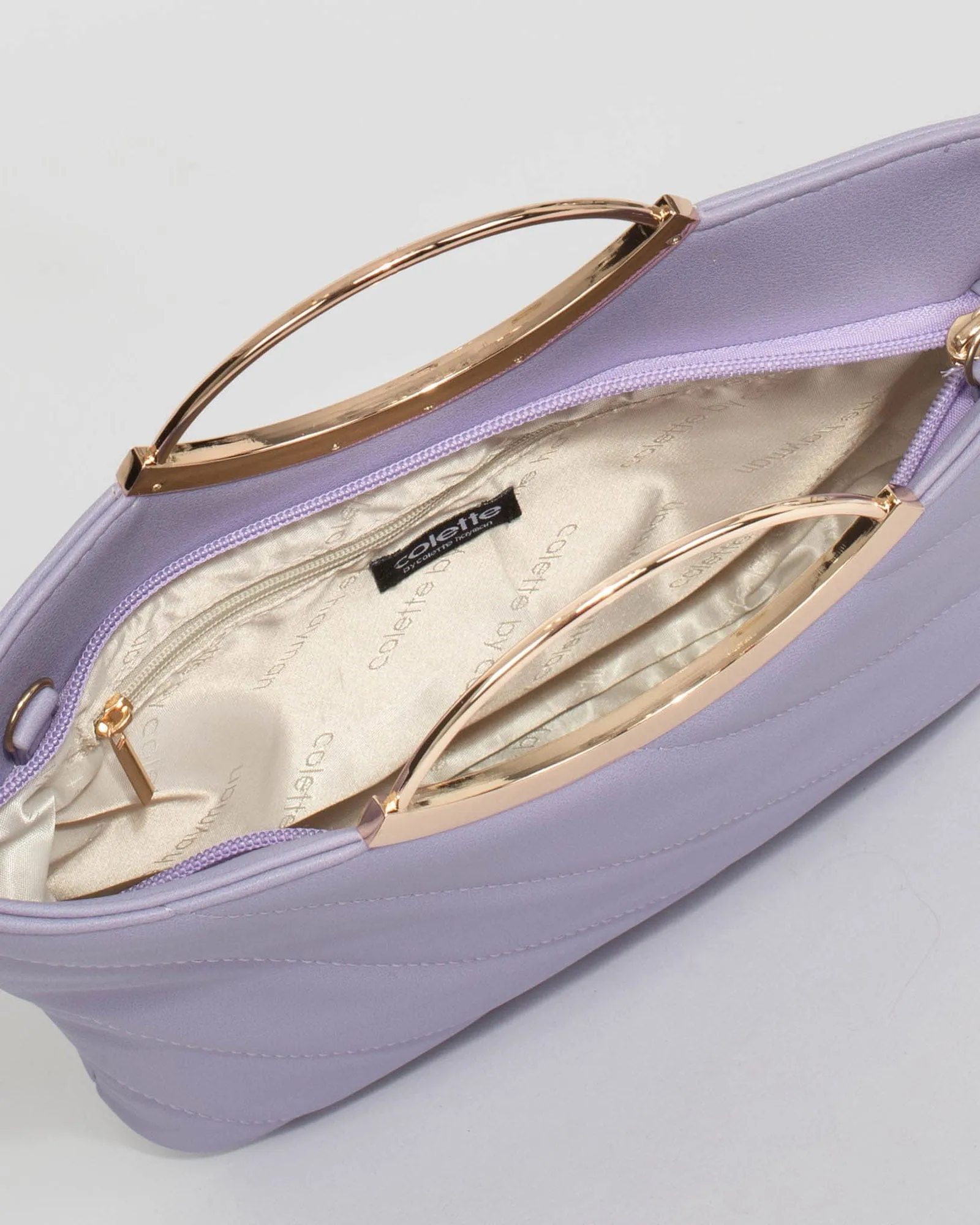 Purple Jessie Diag Quilt Clutch Bag