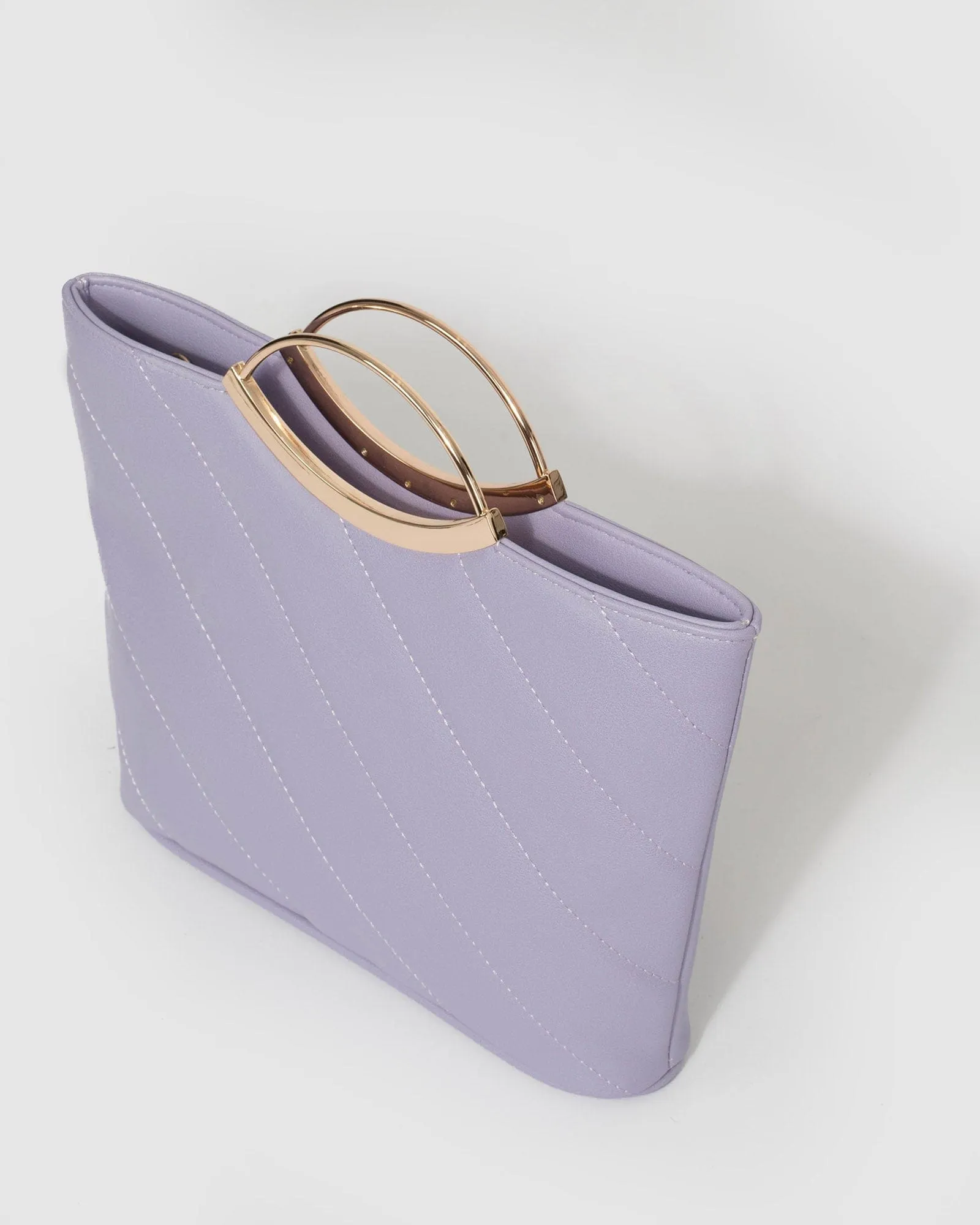 Purple Jessie Diag Quilt Clutch Bag