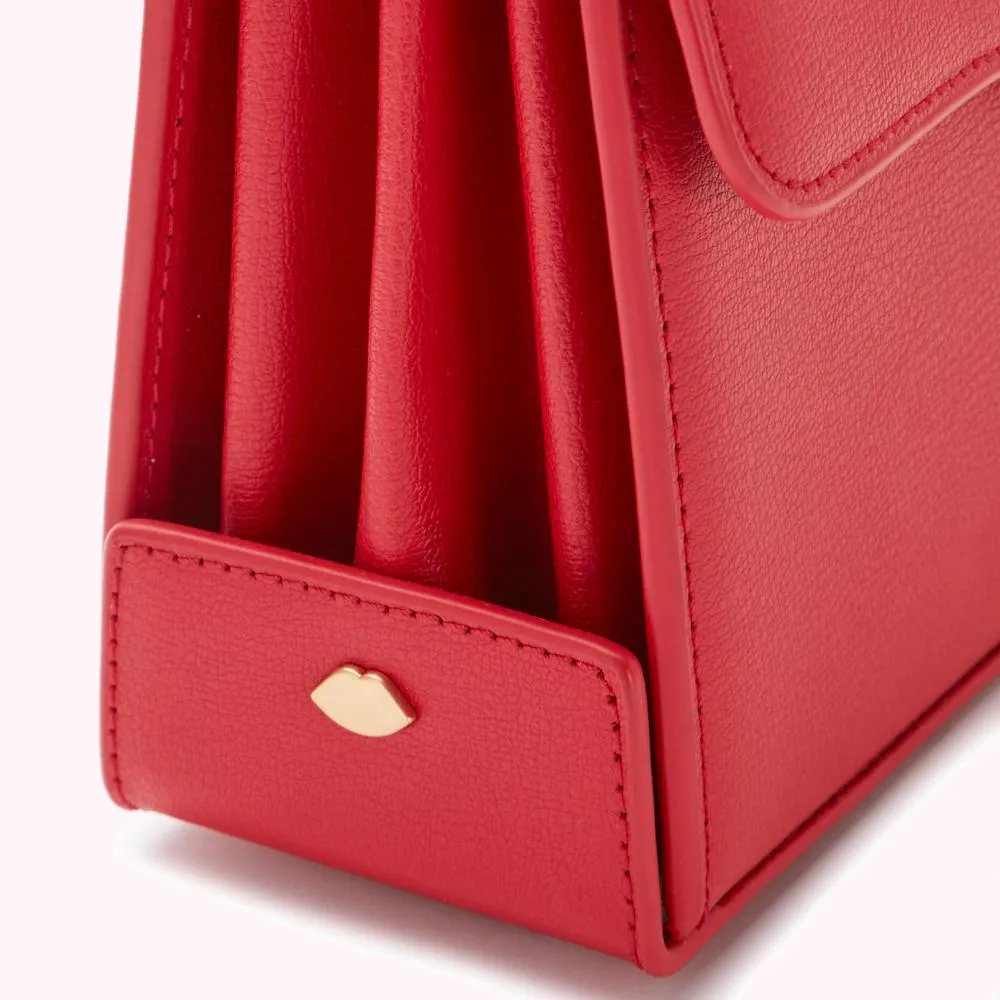 RED MEDIUM LIP TURNLOCK QUEENIE HANDBAG