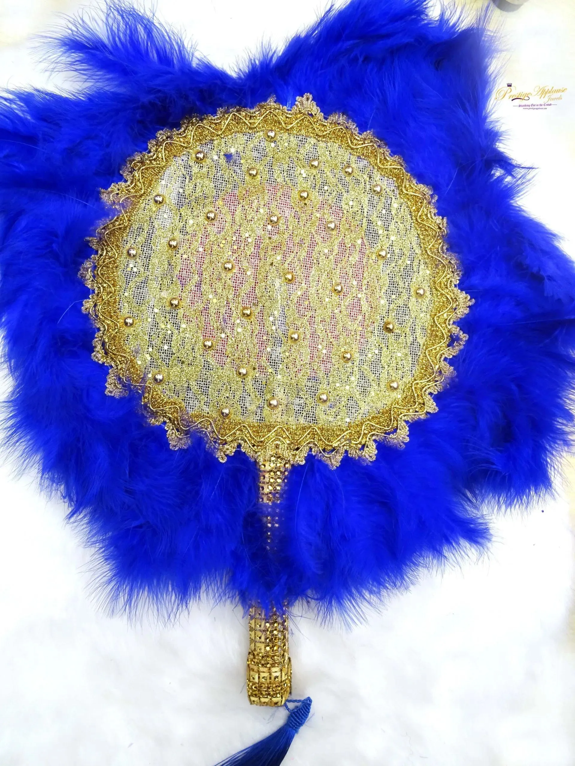 Royal Blue New Design Round Shape New Style Feather Bridal wedding engagement Handfan