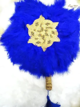Royal Blue New Design Round Shape New Style Feather Bridal wedding engagement Handfan