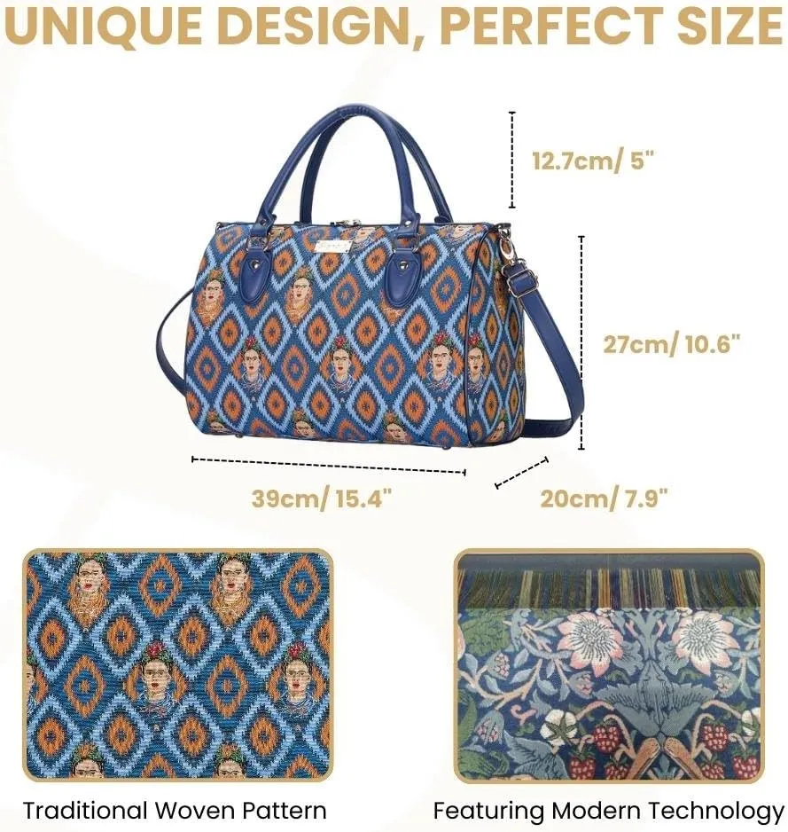 Signare Tapestry Duffle Bag Overnight Bags Weekend Bag for Women with Mexican Folk Art Designs (TRAV-FKICON)