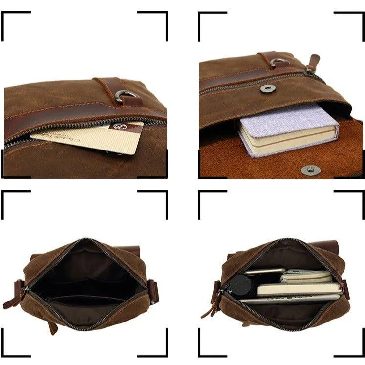 Small Canvas Crossbody Messenger Bag for Man