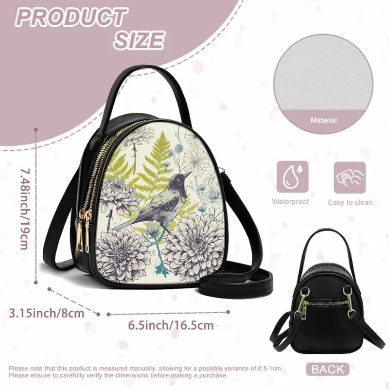 Small Crossbody Bags Women Zip Cell Phone Purse, Animal Floral Print PU Leather Shoulder Bag Top Handle Handbags