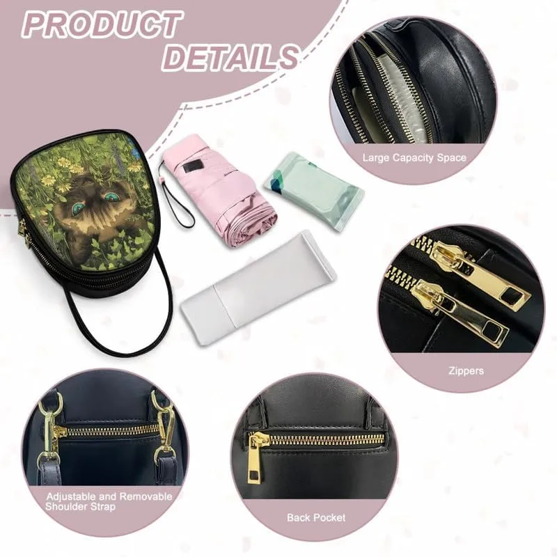 Small Crossbody Bags Women Zip Cell Phone Purse, Animal Floral Print PU Leather Shoulder Bag Top Handle Handbags