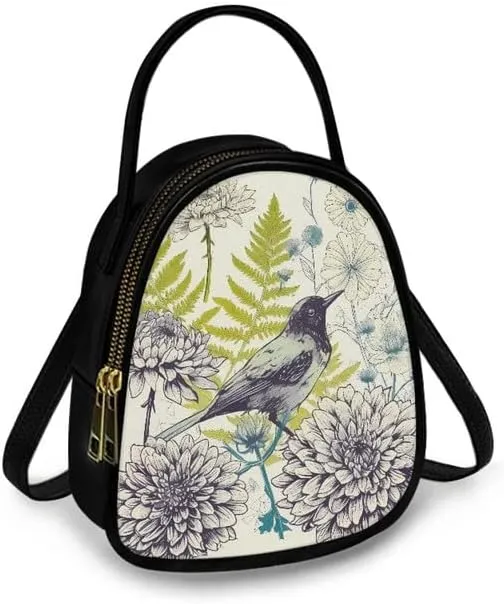 Small Crossbody Bags Women Zip Cell Phone Purse, Animal Floral Print PU Leather Shoulder Bag Top Handle Handbags