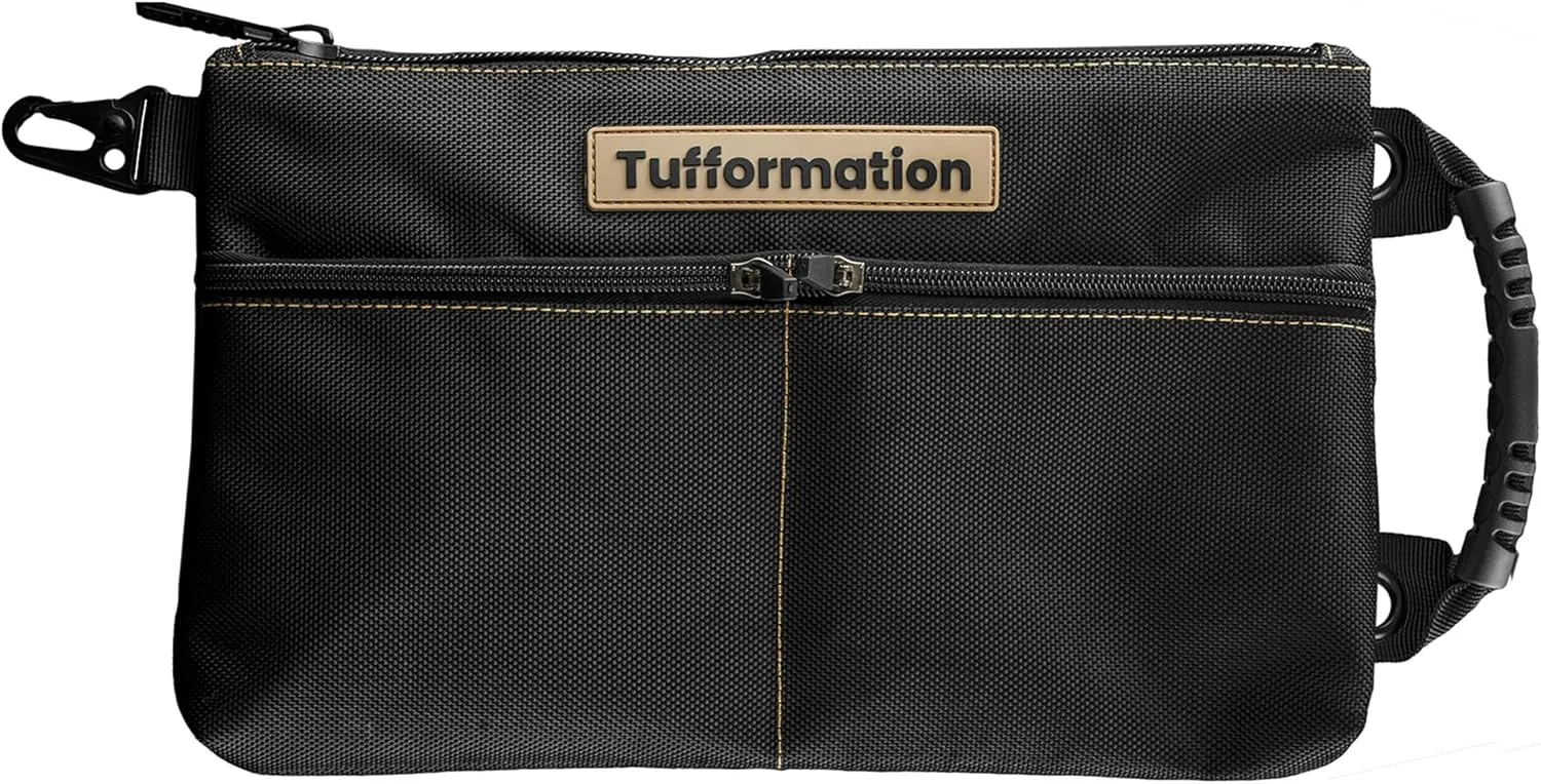 Small Tool Pouch, Tool Bag Organizer with Zipper. Small Tool Bag with Multiple Compartments. Perfect Tool Pouch Bags for Men Women Electricians & Others.
