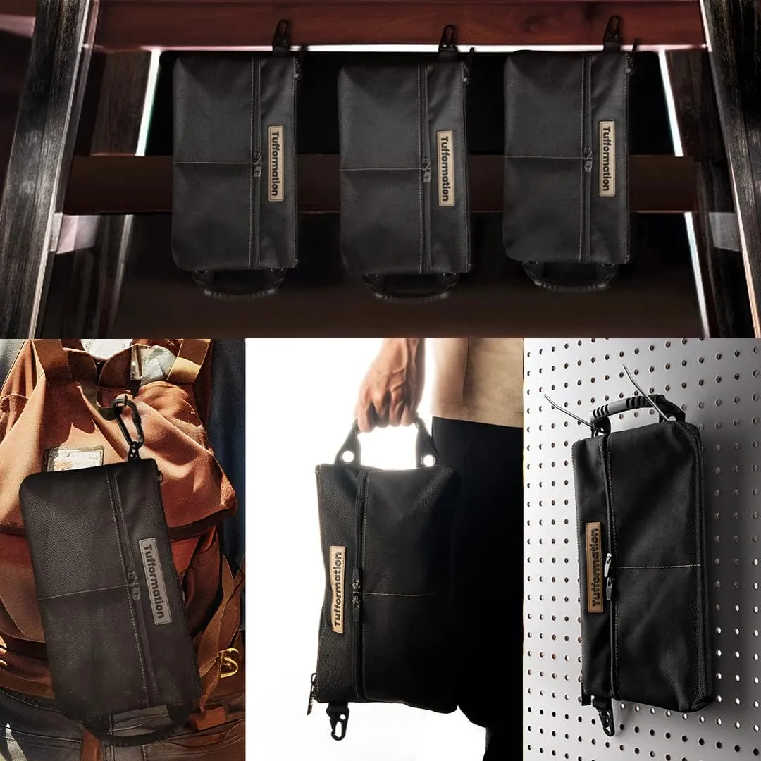 Small Tool Pouch, Tool Bag Organizer with Zipper. Small Tool Bag with Multiple Compartments. Perfect Tool Pouch Bags for Men Women Electricians & Others.