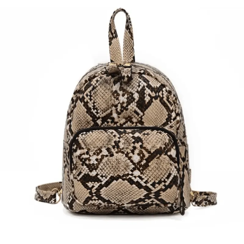 Snake Shoulder Bag - Embossed PU Leather, Waterproof Design, Inner Patch Pocket, Black/Khaki Colors