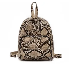 Snake Shoulder Bag - Embossed PU Leather, Waterproof Design, Inner Patch Pocket, Black/Khaki Colors