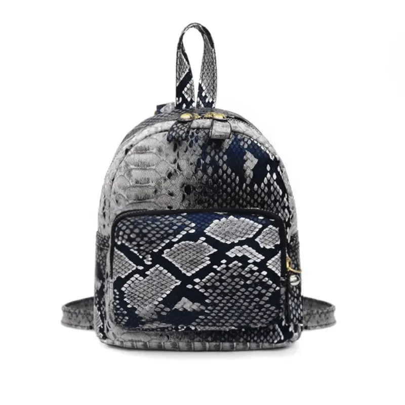 Snake Shoulder Bag - Embossed PU Leather, Waterproof Design, Inner Patch Pocket, Black/Khaki Colors