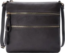 Solene Small Multi Zipper Pocket Crossbody Bag with Adjustable Strap, Lightweight Travel Purse, Daily Small Messenger Pouch