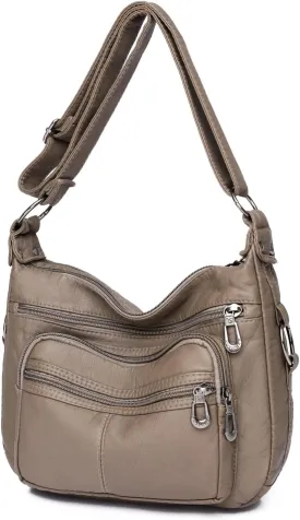 Tote Bags Crossbody for Women, Shoulder Purse Soft Leather Handbags Lightweight with Zip Closure Working Trave