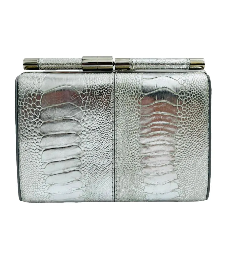 Tyler Ellis Metallic  Lizard Skin Clutch Bag With Chain Strap