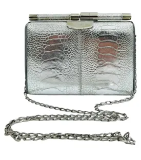 Tyler Ellis Metallic  Lizard Skin Clutch Bag With Chain Strap