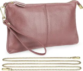 Uromee Wristlet Wallet Clutch Purses for Women Genuine Leather Crossbody Bag Handbag with Detachable Shoulder Chain