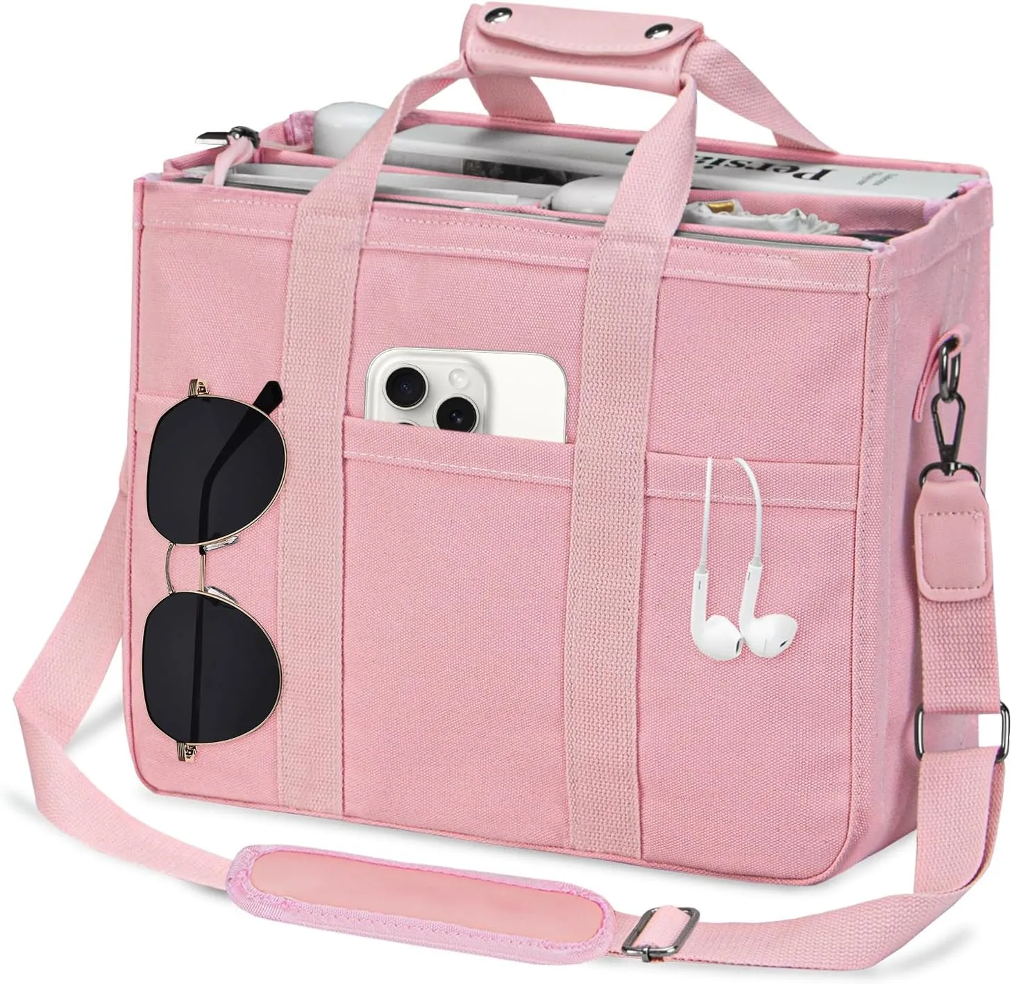 VOFANK Canvas Tote Bag for Women with Zipper and Compartments Large Work Bible Bag Crossbody Shoulder Bag Travel Handbag