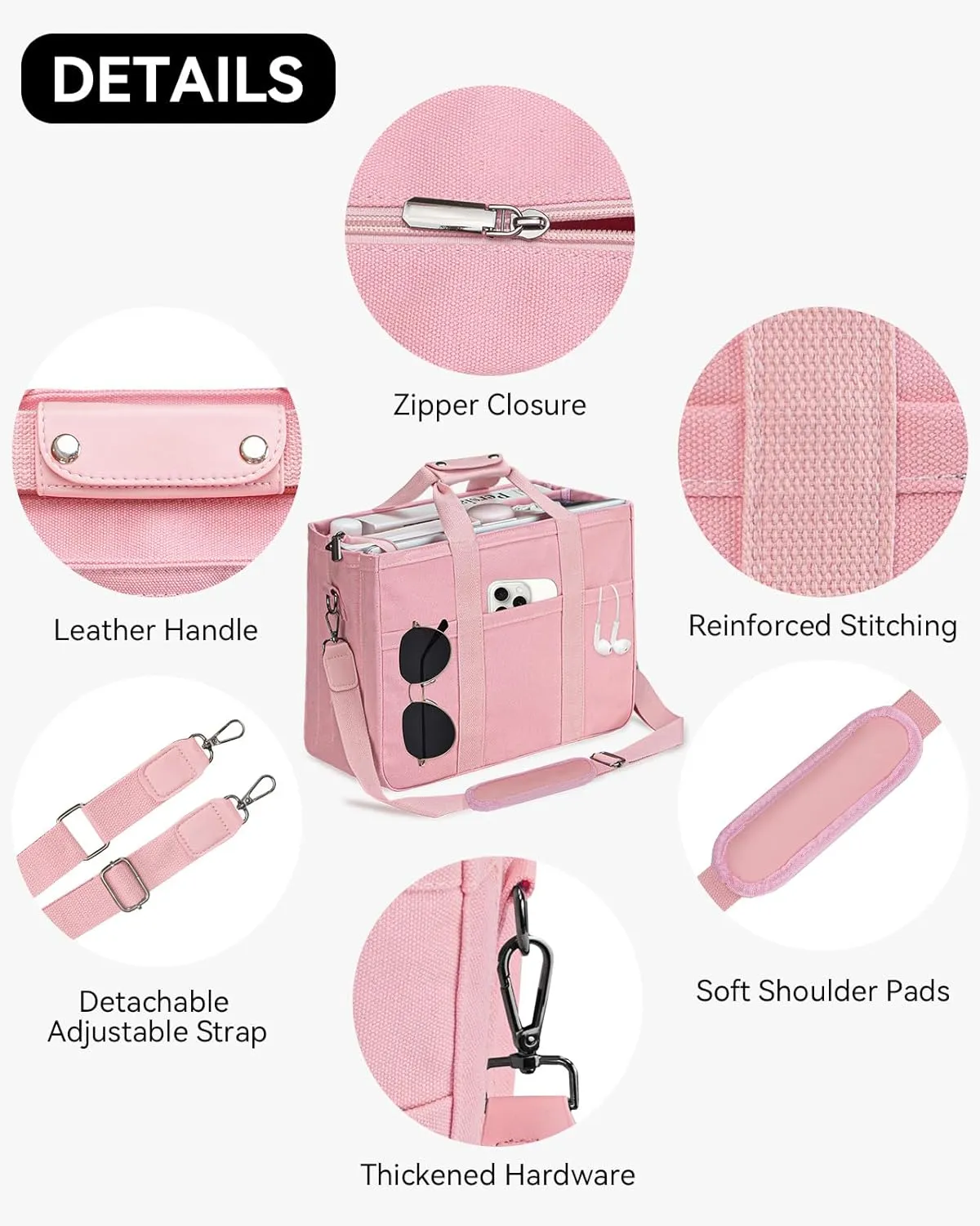 VOFANK Canvas Tote Bag for Women with Zipper and Compartments Large Work Bible Bag Crossbody Shoulder Bag Travel Handbag