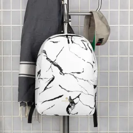 White Marble Backpack, Marbled Print Designer Modern Contemporary Minimalist Backpack Bag- Made in EU