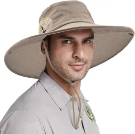 Wide Brim Fishing Sun Hat for Men Women, UPF 50  Waterproof Bucket Boonie Hat Hiking Camping Safari Garden Beach