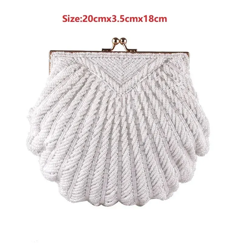 Women's Clutch Bag: Elegant evening clutch bags for weddings. Featuring a bridal handbag adorned with pearl beads.