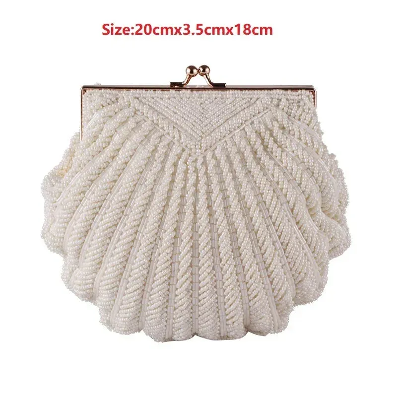 Women's Clutch Bag: Elegant evening clutch bags for weddings. Featuring a bridal handbag adorned with pearl beads.