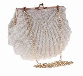 Women's Clutch Bag: Elegant evening clutch bags for weddings. Featuring a bridal handbag adorned with pearl beads.