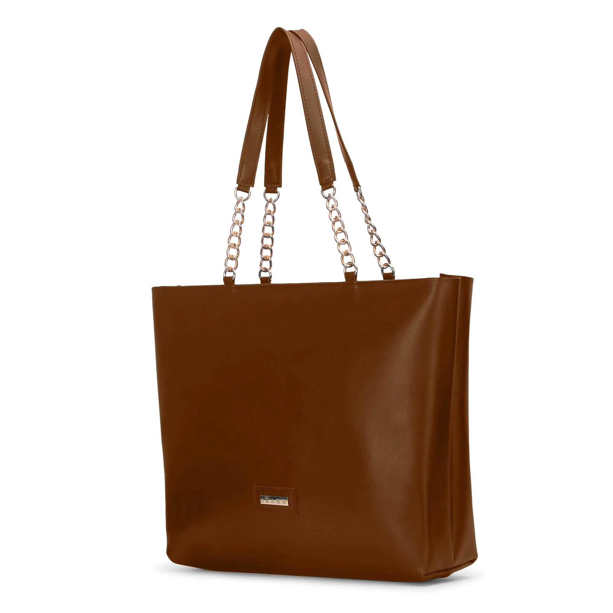 Women's Large Tote Chain Brown Bag| Vegan Leather Ladies Handbag