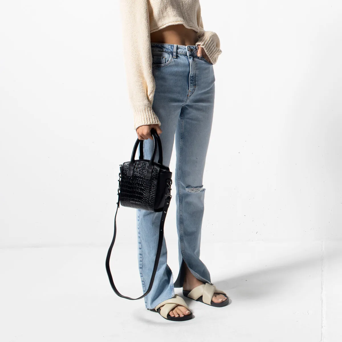 Worst Behind Us Bag - Black Croc Emboss