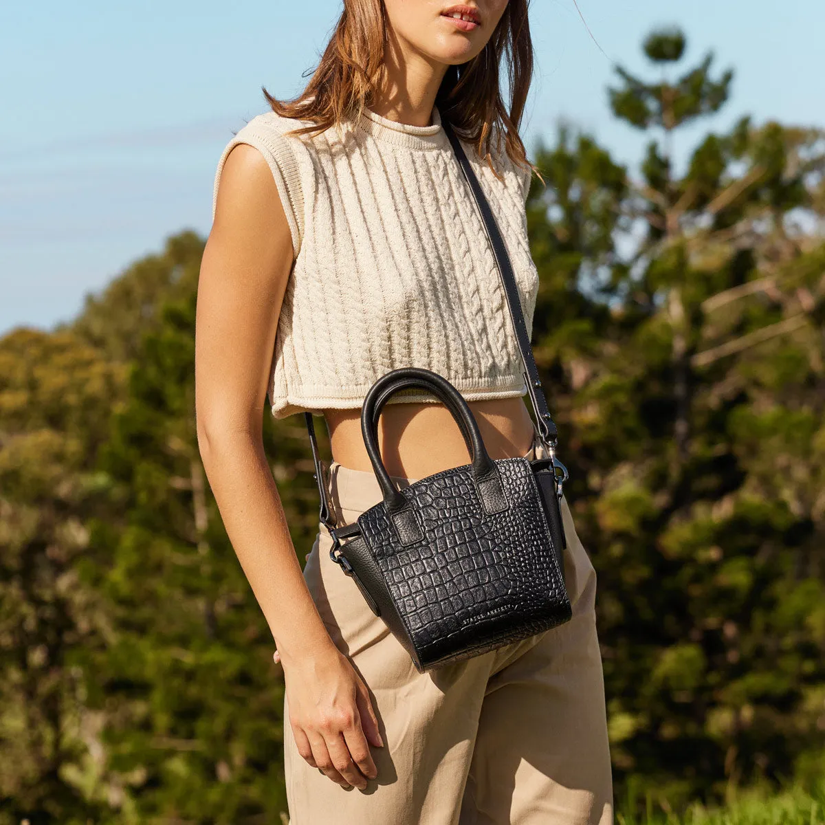 Worst Behind Us Bag - Black Croc Emboss