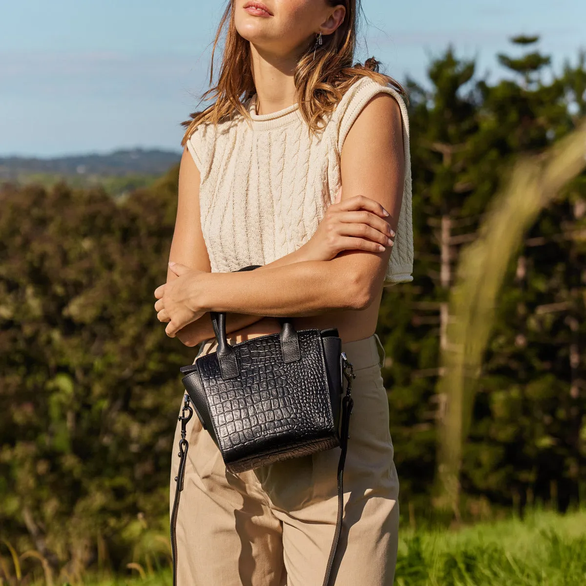 Worst Behind Us Bag - Black Croc Emboss