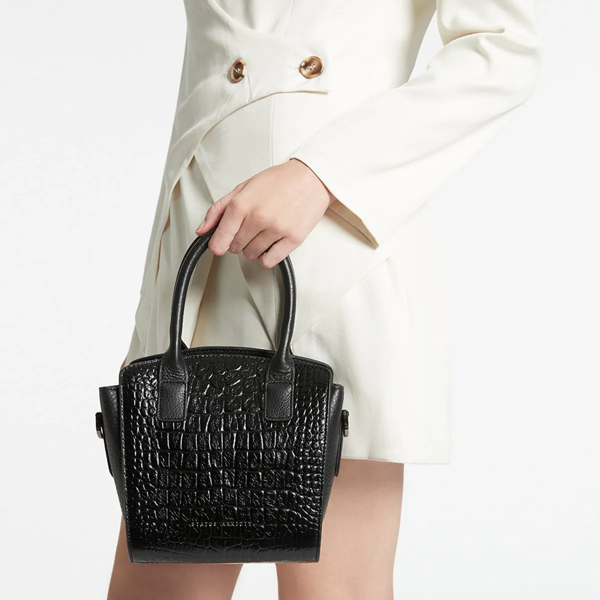 Worst Behind Us Bag - Black Croc Emboss