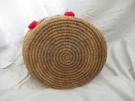 Woven Basket Bucket TOTE Bag COLORFUL Tassel Shopper Market Summer Purse Laughing